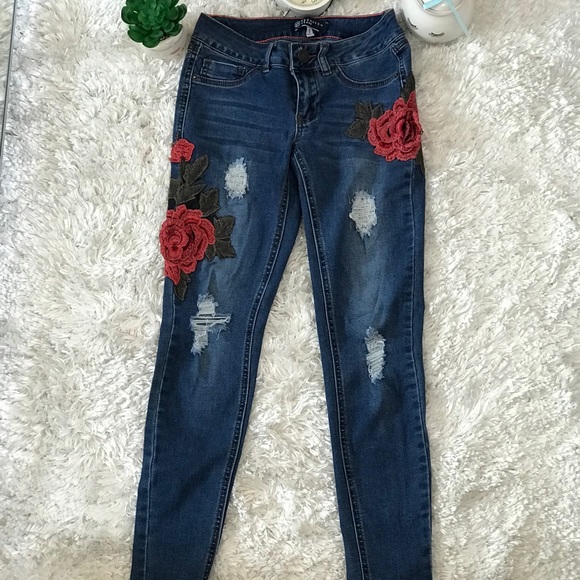 BoomBoom jeans with red flowers. Size 1 - Picture 2 of 6